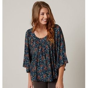 Gimmicks boho floral braided flowy 3/4 sleeve top